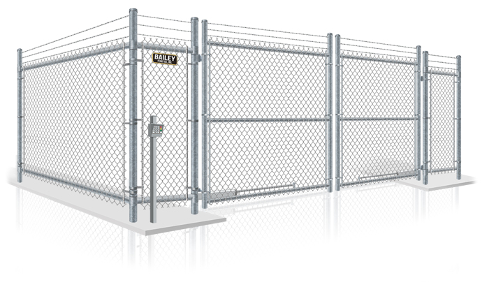 Commercial chain link security gate with barbed wire installation company in the Hayward California area.