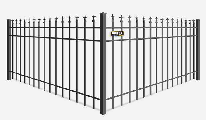 Decorative ornamental steel fence with triad finials - Hayward California